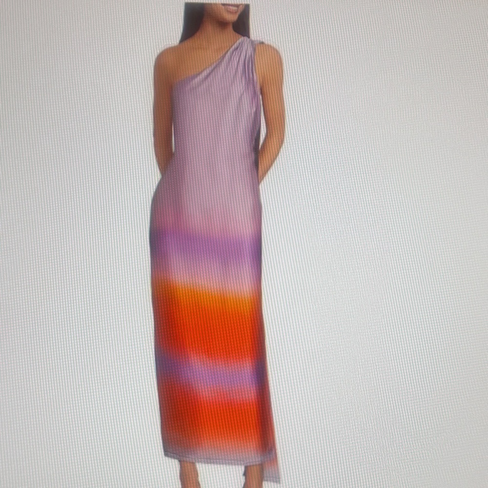 Gianni Bini One-Shoulder Maxi Dress in Lavender, Purple & Orange.Tags on.